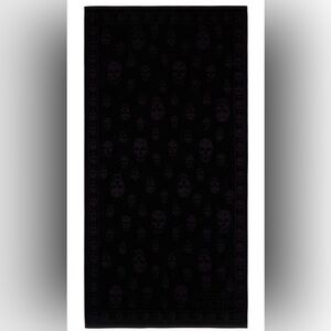 Alexander McQueen Black Cotton Skull Oversized Beach Towel